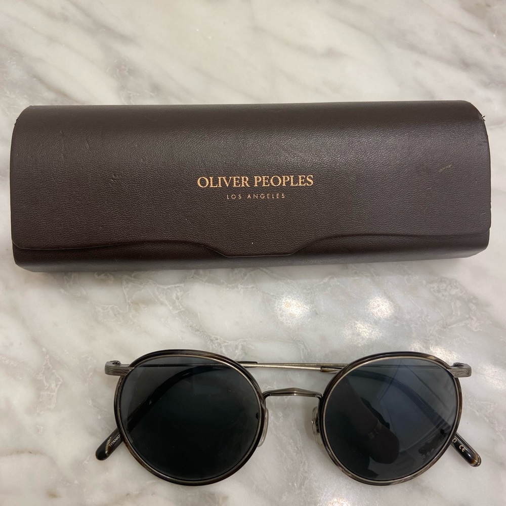 Oliver Peoples Black Round Sunglasses with Brown Case